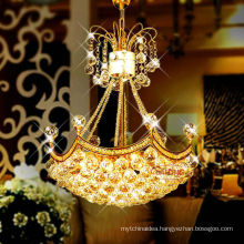 Home Decor Energy Saving Light Source and Gold Color Modern Ceiling k9 crystal chandelier